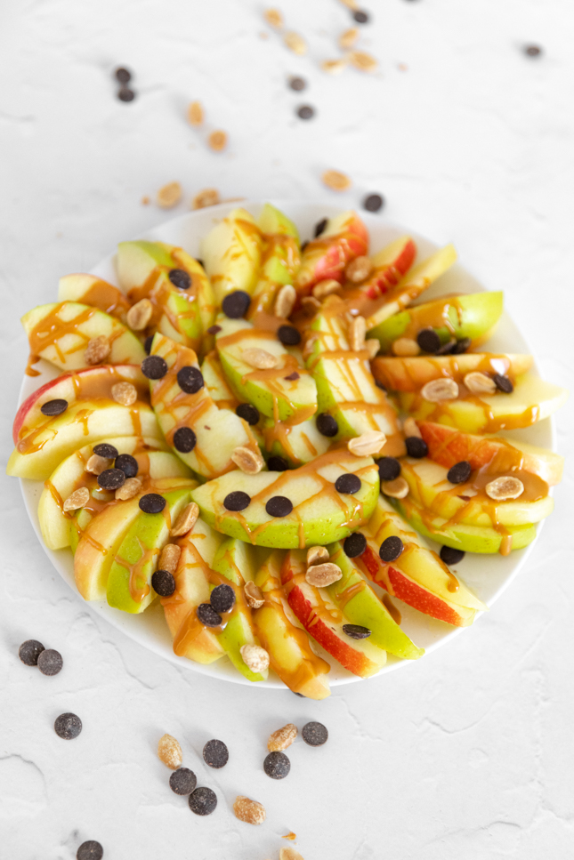Photo of a plate of apple nachos