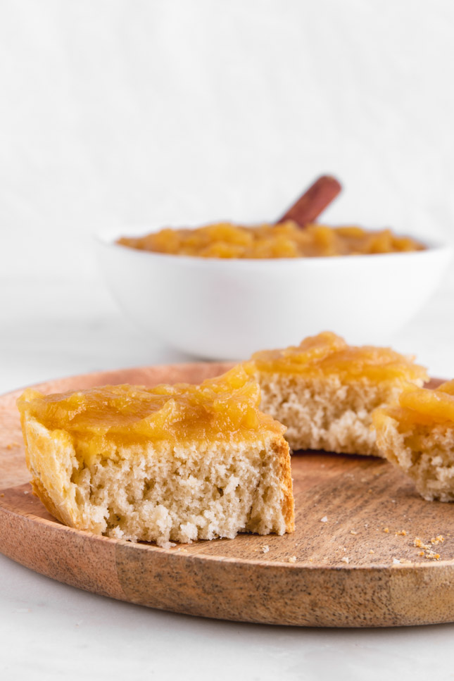 Photo of some applesauce over some slices of bread