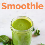 A jar with avocado smoothie and the words avocado smoothie