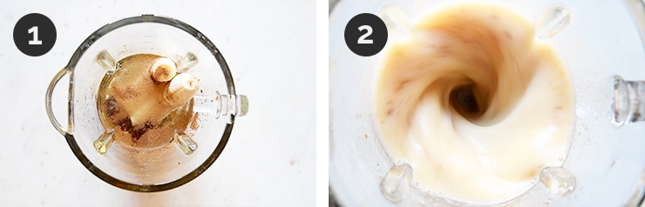 Step by step photos of how to make banana milk