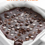 Photo of a baking dish with black bean brownies with the words black bean brownies