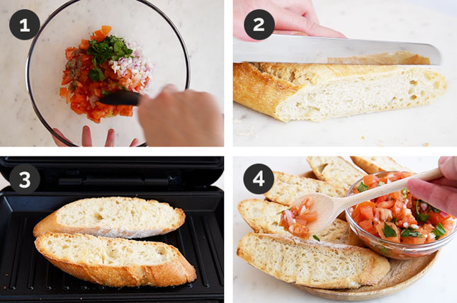 Step-by-step photos of how to make bruschetta