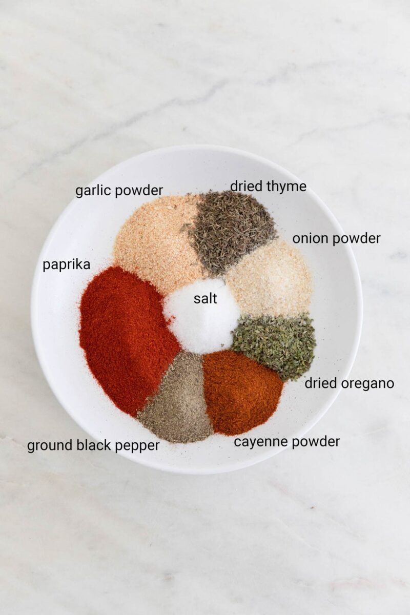 Photo of the ingredients needed to make Cajun seasoning