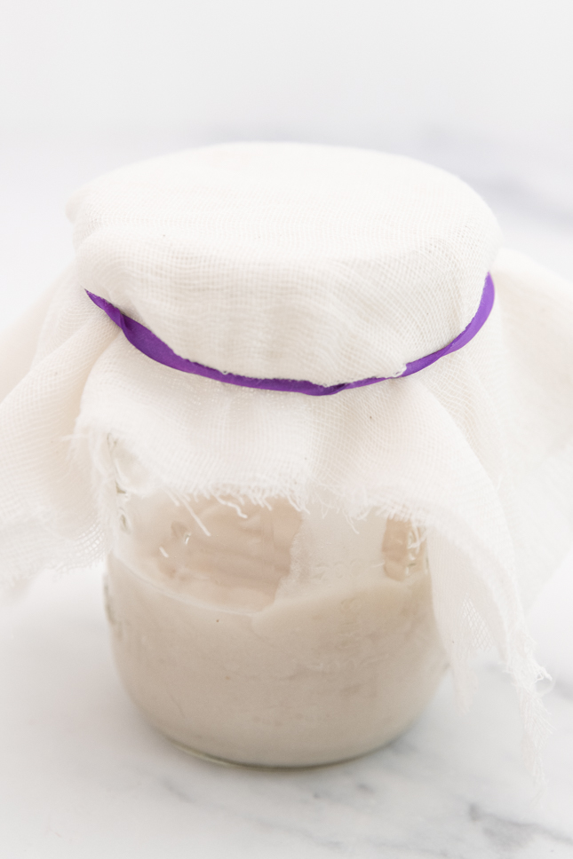 Photo of a covered jar of coconut yogurt