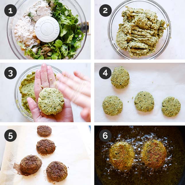 Step-by-step photos of how to make falafel