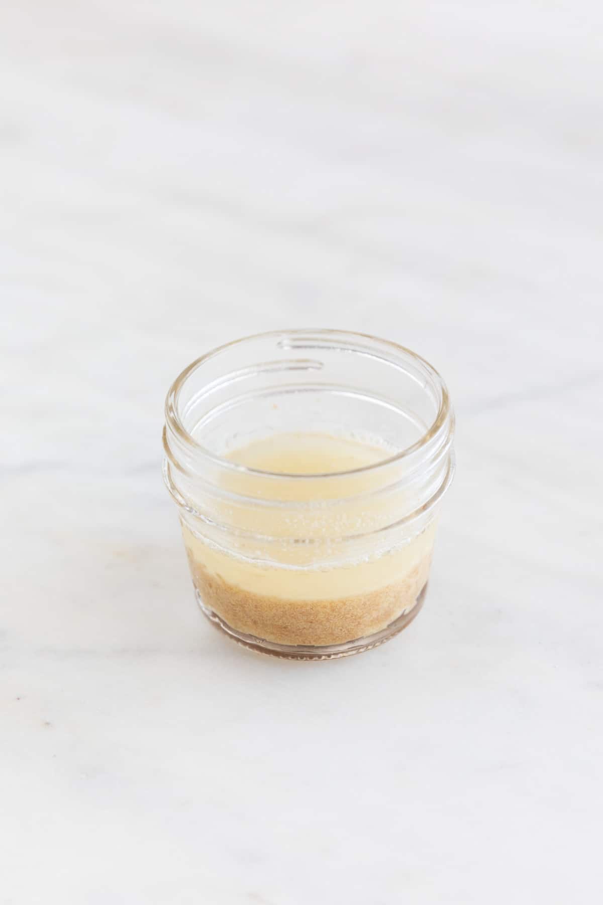 The water and flaxseed meal mixed in a small container before thickening.