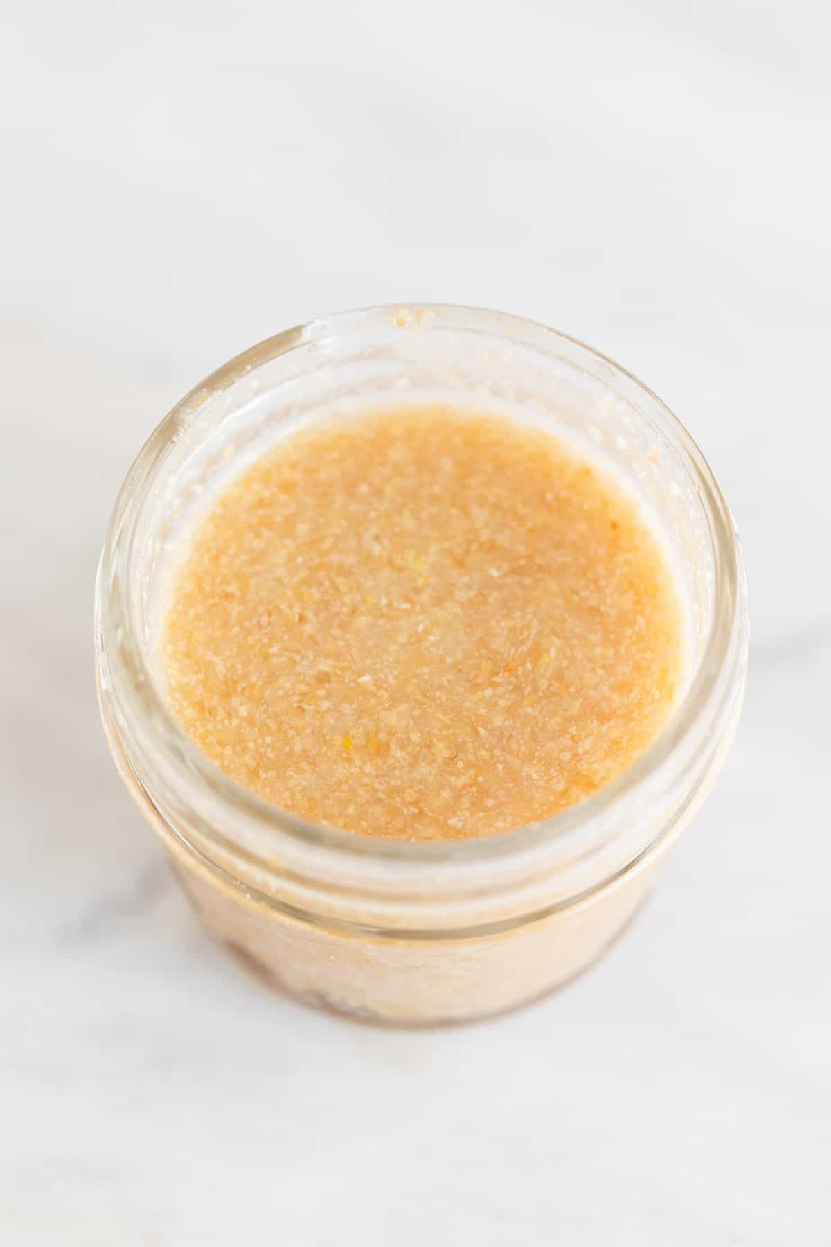 A small container with a flax egg.