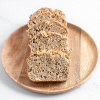 Square photo of four slices of gluten-free bread