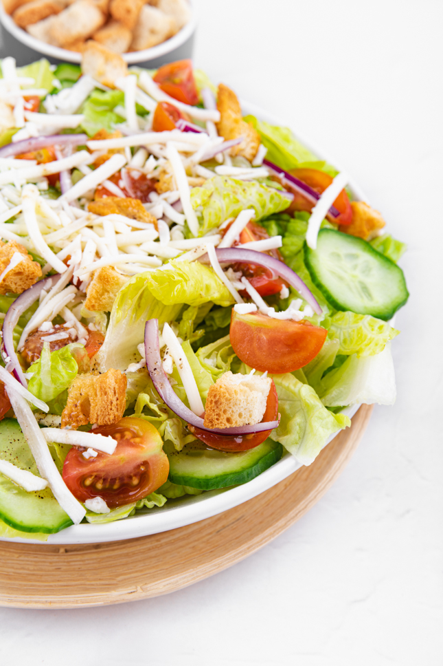 Close-up photo of a house salad