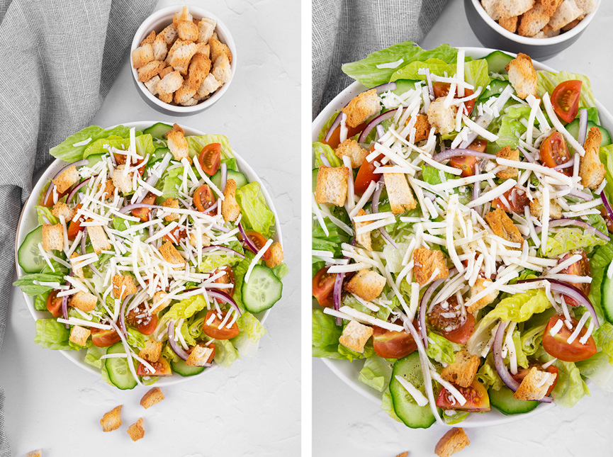 Step-by-step photos of how to make a house salad
