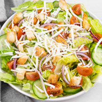 Square photo of a house salad