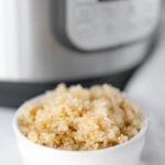 Photo of a bowl of Instant Pot quinoa with the words Instant Pot quinoa