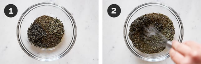 Step by step photos of how to make Italian seasoning
