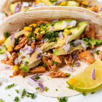 Square photo of some jackfruit tacos
