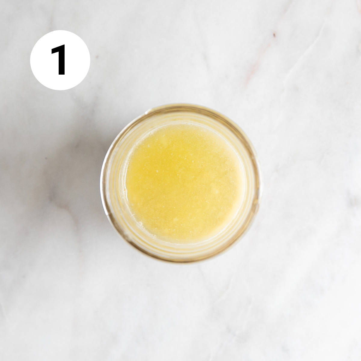 Jar with the ingredients before whisking.