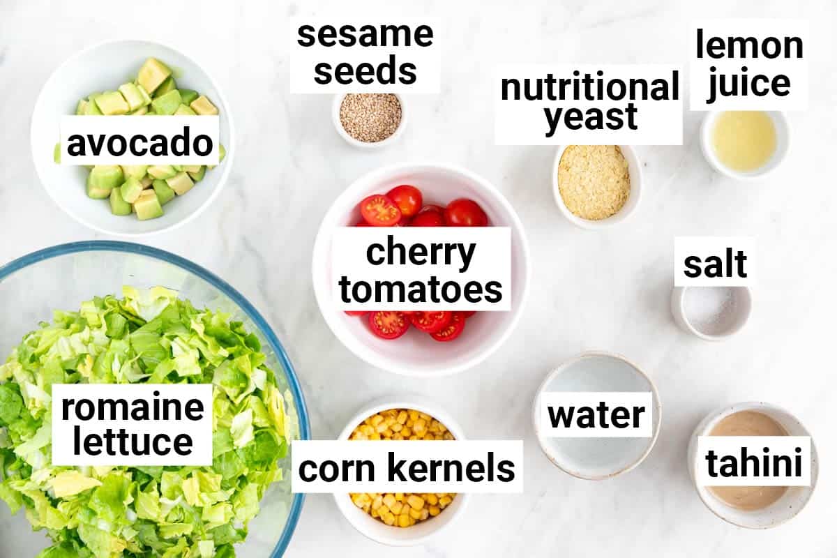 Ingredients needed to make marinated tofu salad.