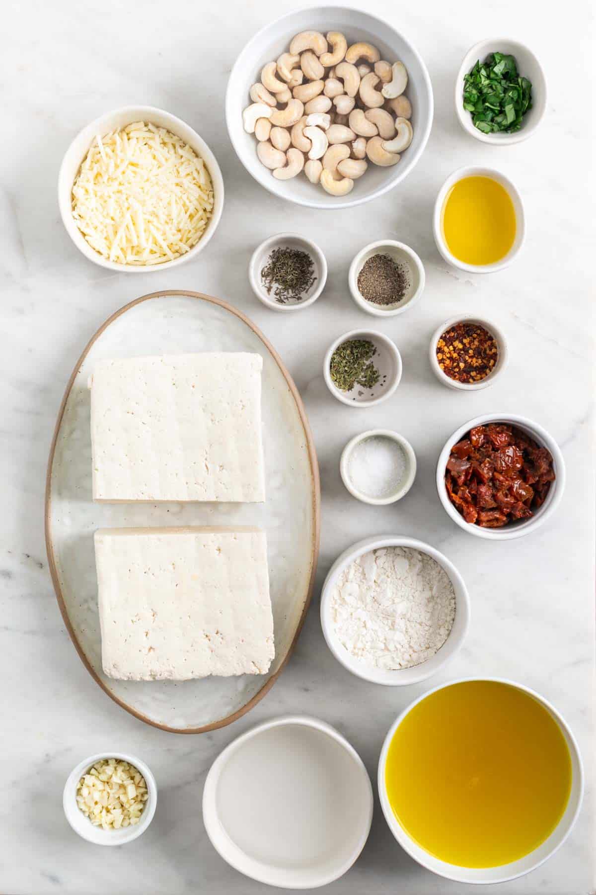 Ingredients for making marry me tofu.