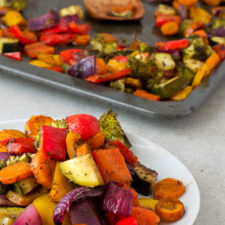 Oil Free Rainbow Roasted Vegetables - These oil free rainbow roasted vegetables are so delicious, healthy, low in fat and easy to make. It's one of my favorite side dish recipes!