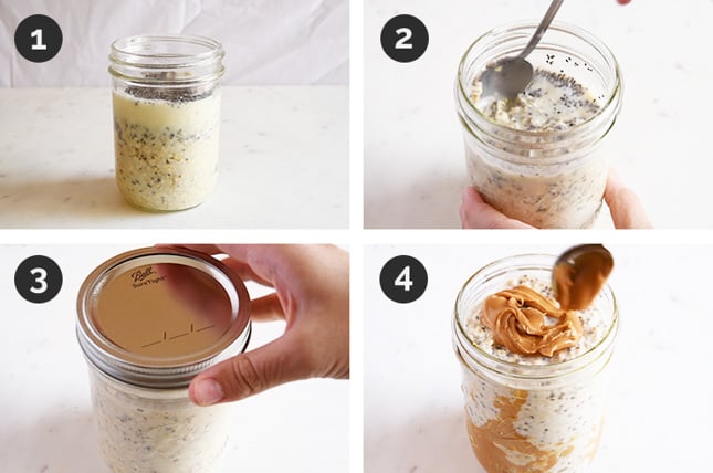 Step-by-step photos of how to make overnight oats