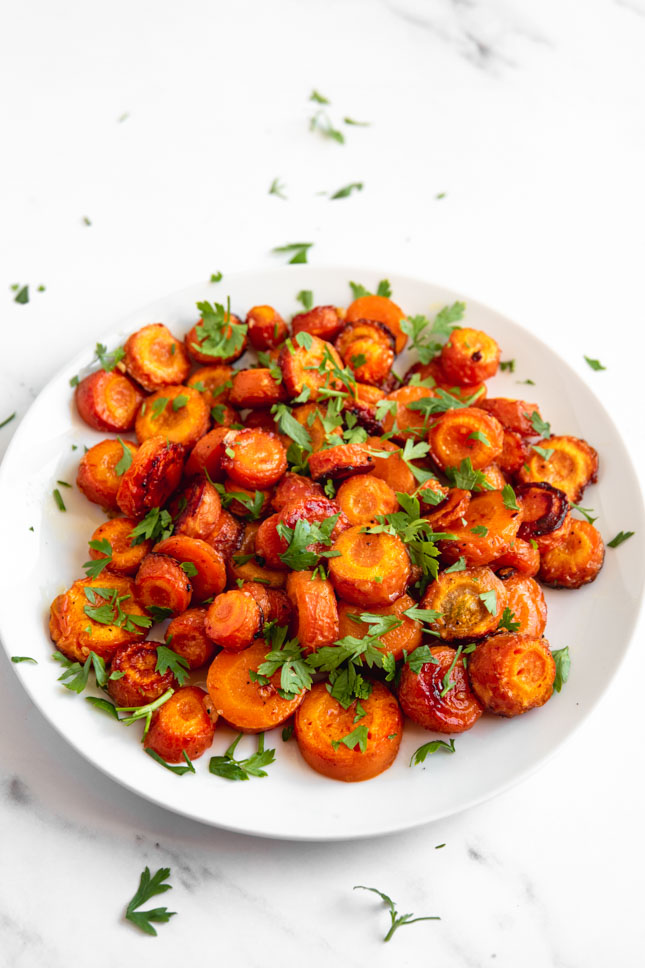 Photo of a plate of roasted carrots