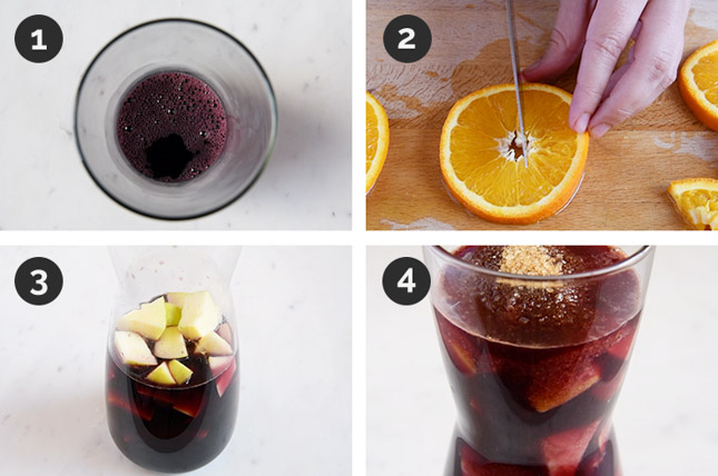Step-by-step photos of how to make sangria