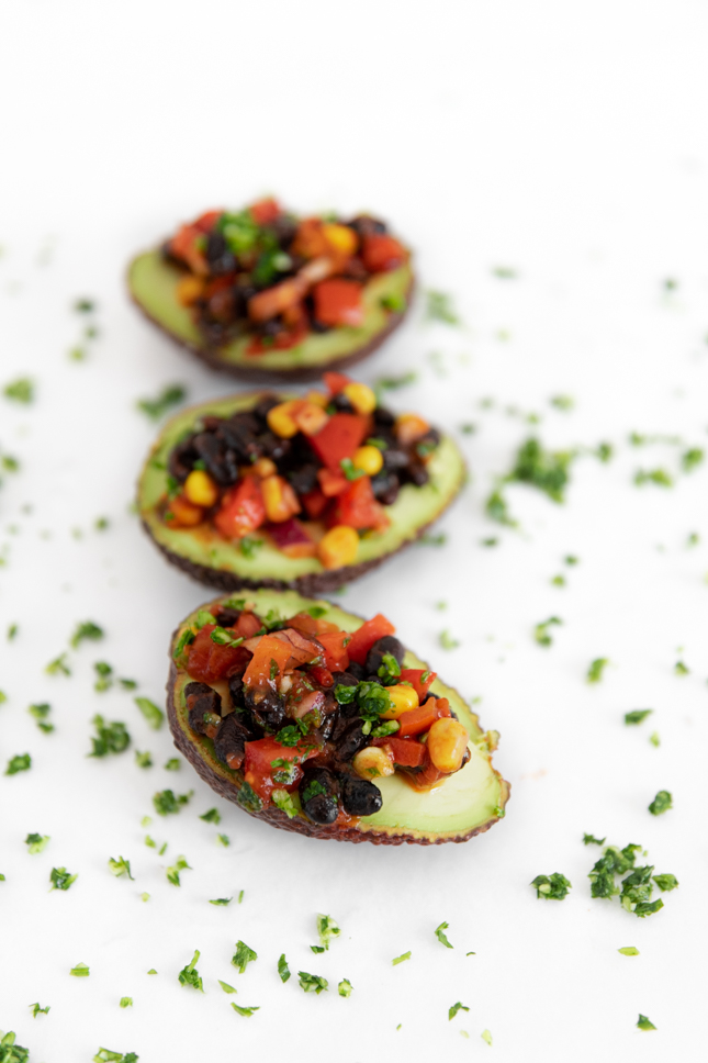Photo of 3 vegan stuffed avocados