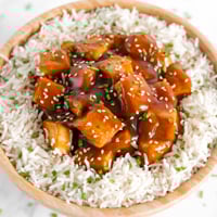 Square photo of a plate of teriyaki tofu