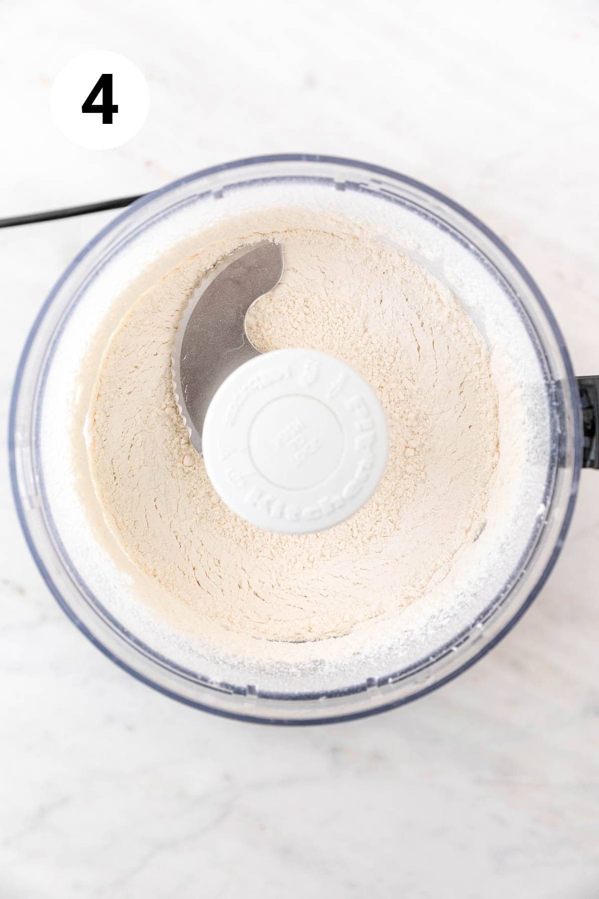 Dry ingredients mixed in a food processor