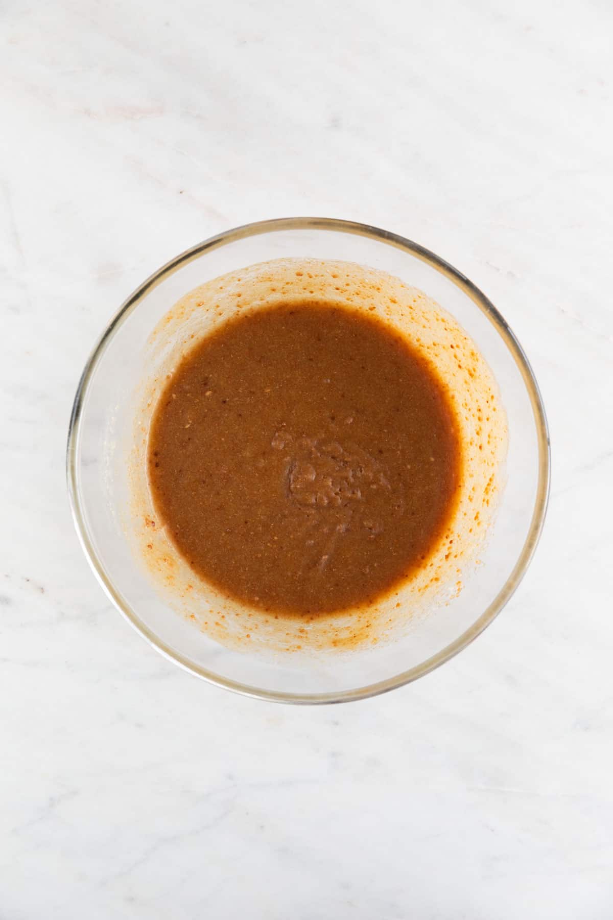 The wet ingredients mixed in a large bowl.