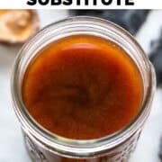 Jar with vegan fish sauce.