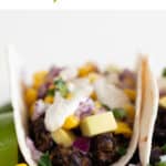 A side view of a vegan taco.