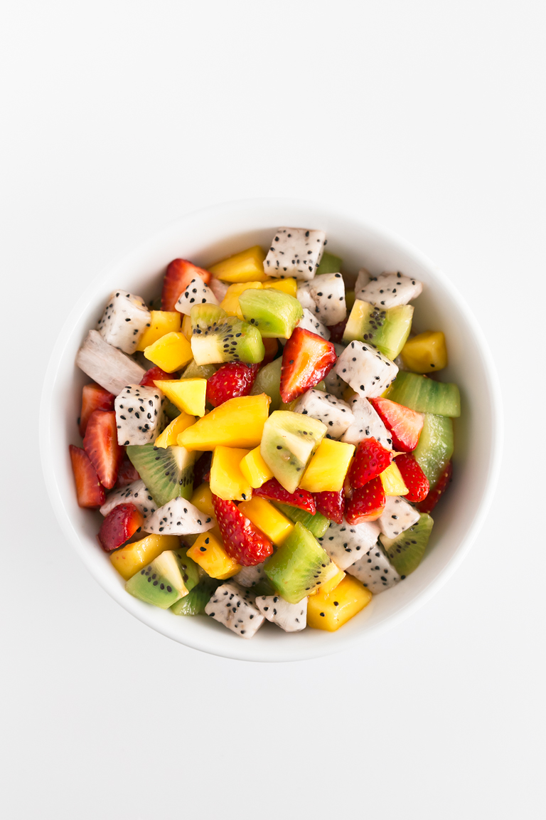Tropical Fruit Salad. - This tropical fruit salad is a delicious, simple and healthy recipe, made with fresh fruit, lime or lemon juice and maple or agave syrup. #vegan #glutenfree #simpleveganblog