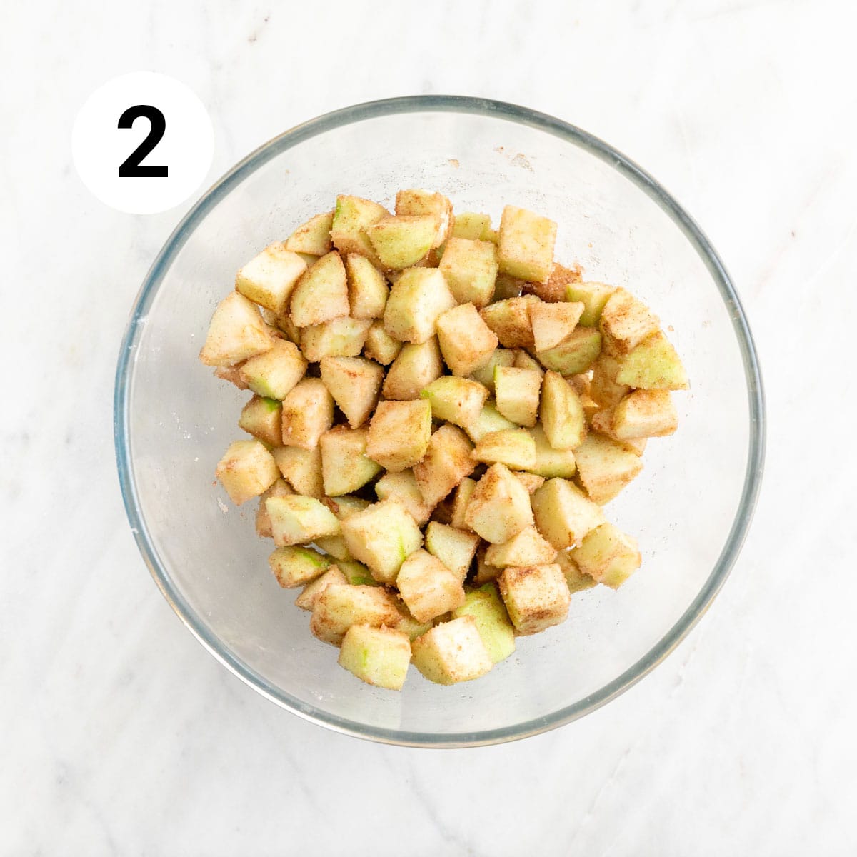 Bowl with apple filling.