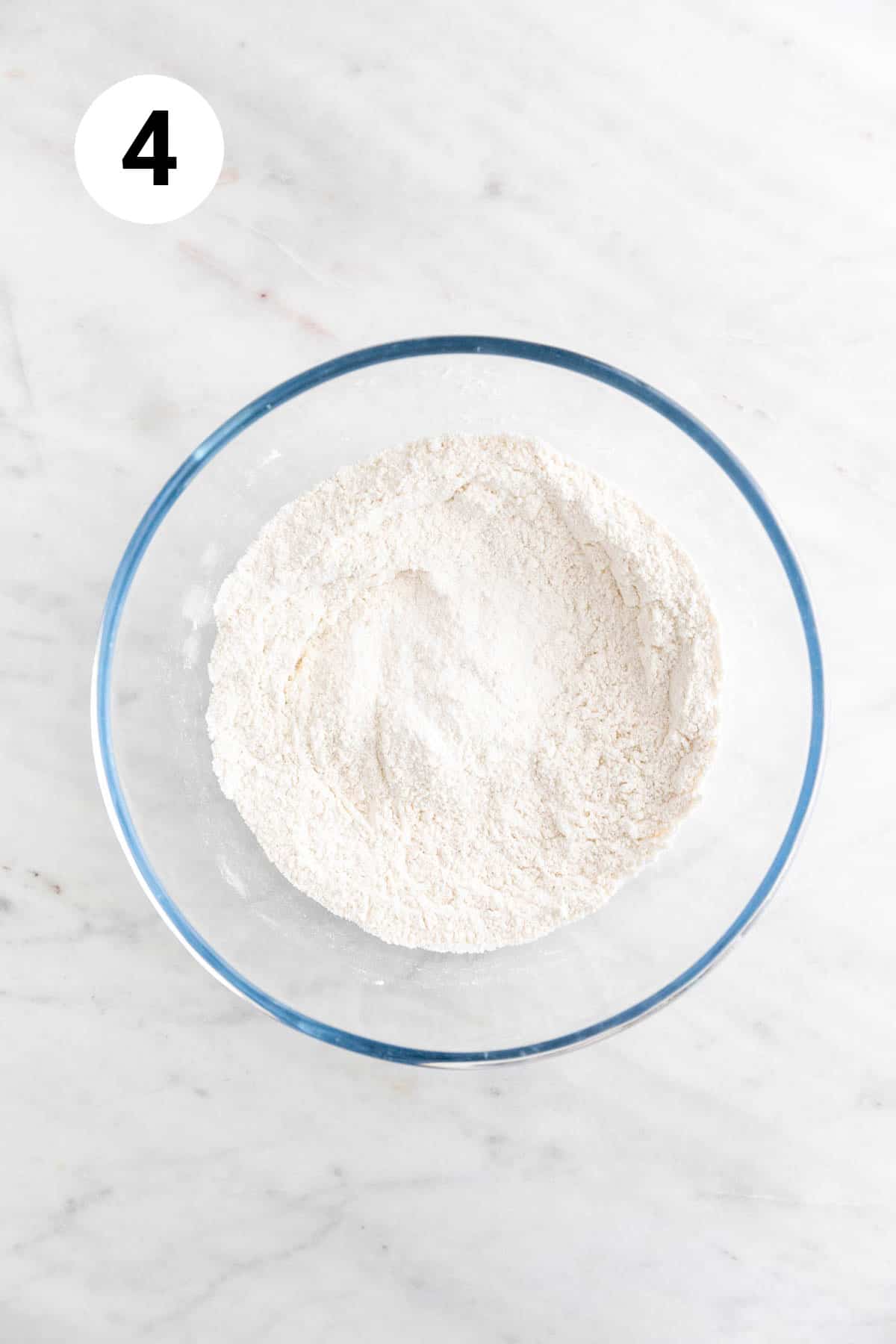 Dry ingredients mixed in a bowl.
