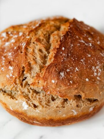 Photo of a whole loaf of homemade vegan bread