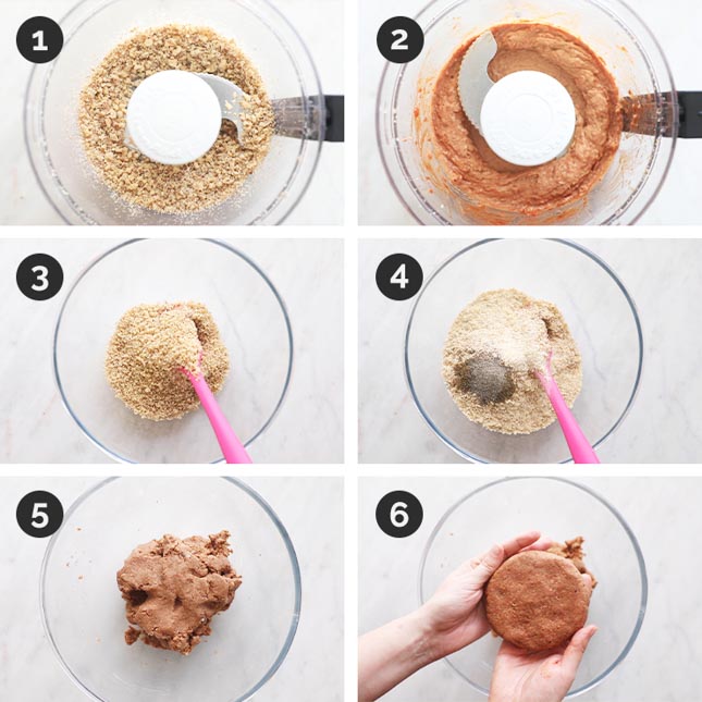 Step by step photos of how to make vegan burger