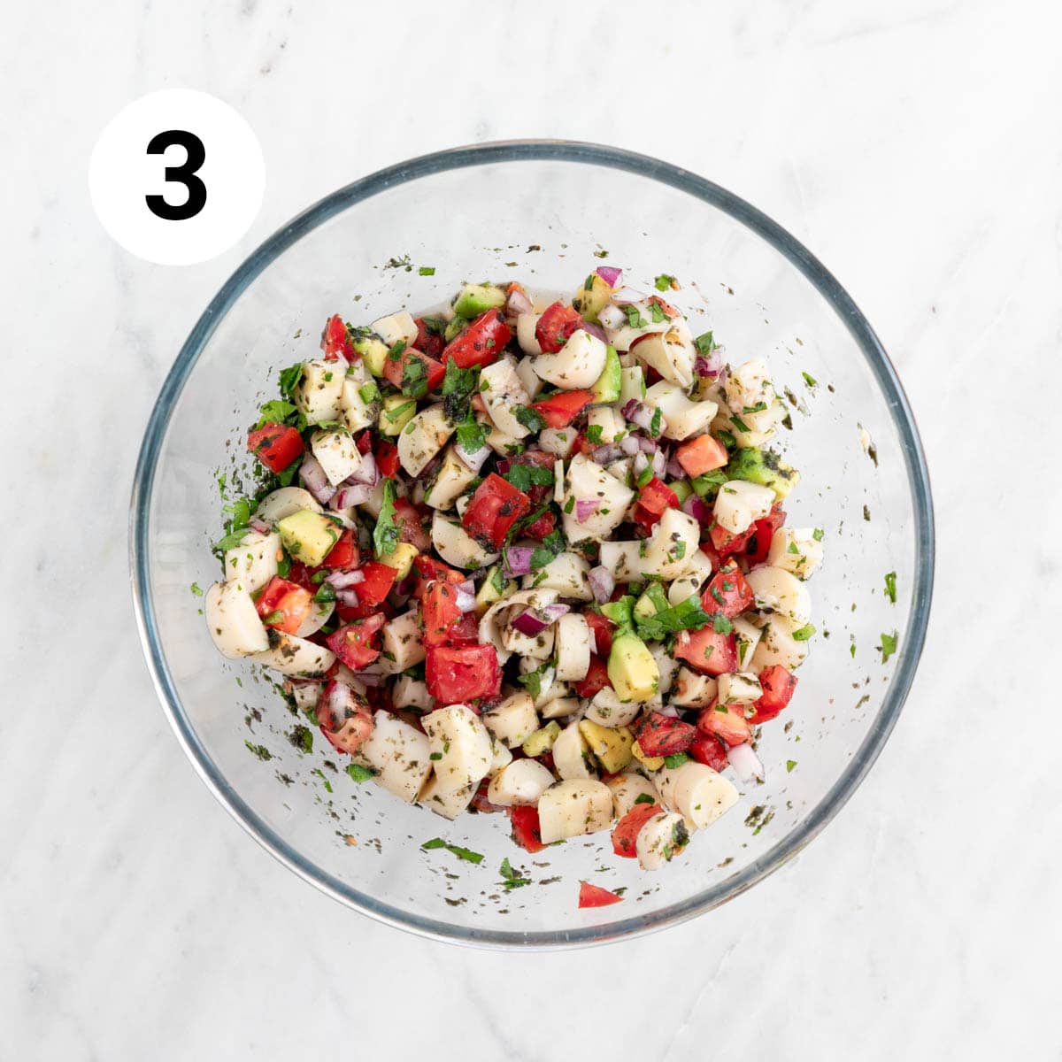 Vegan ceviche in a large bowl.