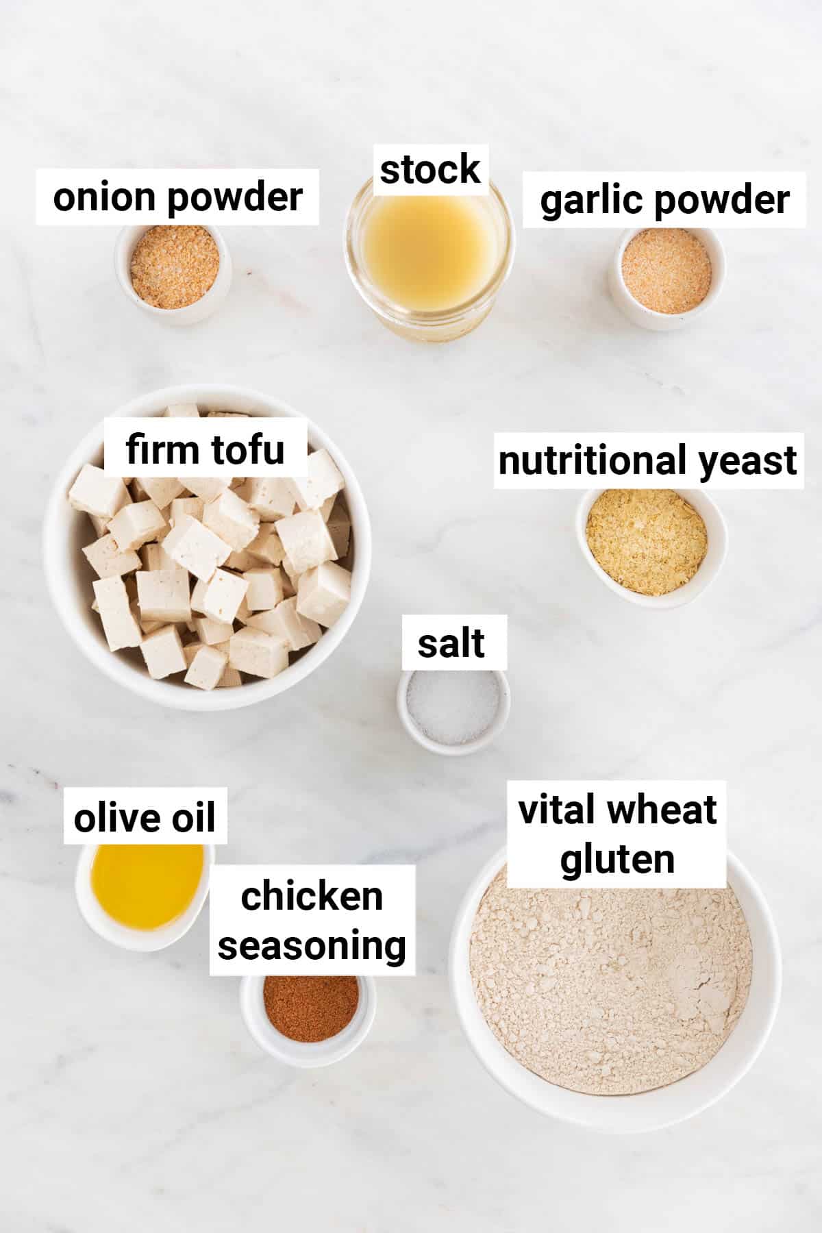 Ingredients needed to make vegan chicken.