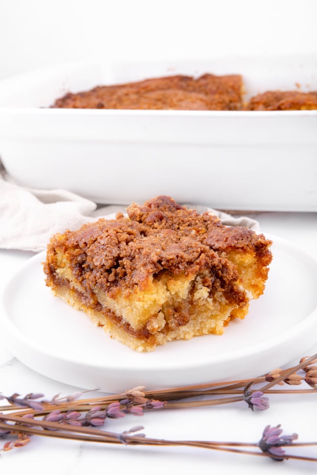 Photo of a slice of vegan coffee cake