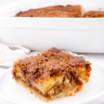 Photo of a vegan coffee cake with a heading