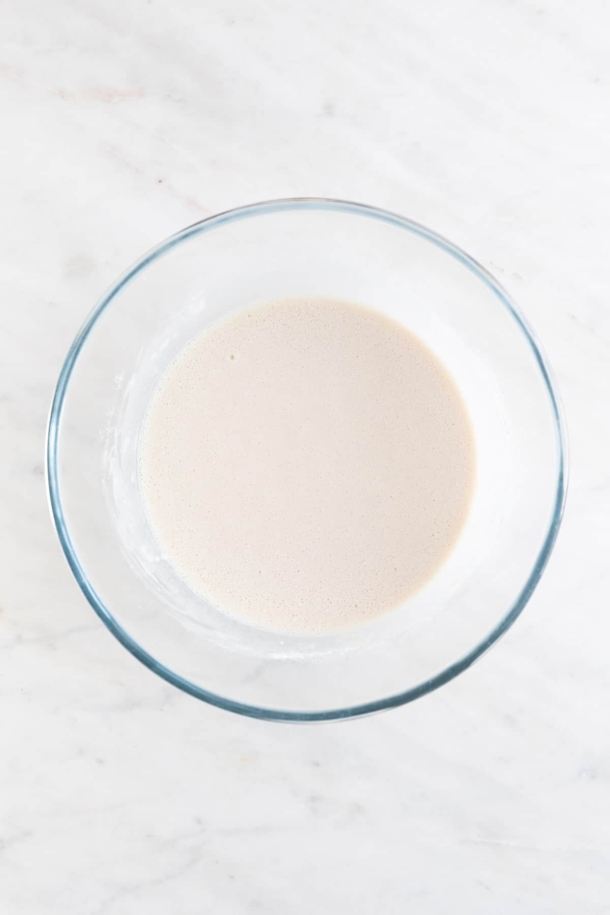 A large bowl with the vegan crepe batter.