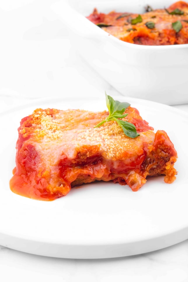 Photo of some vegan eggplant Parmesan
