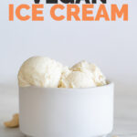 Side shot of a bowl of vegan ice cream with the words vegan ice cream