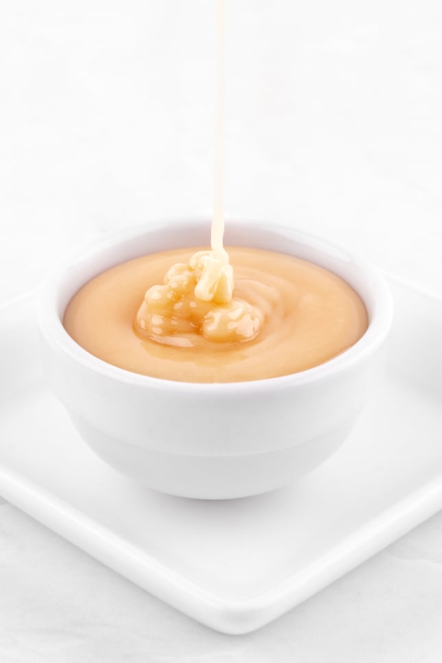 Close-up photo of a bowl of vegan icing