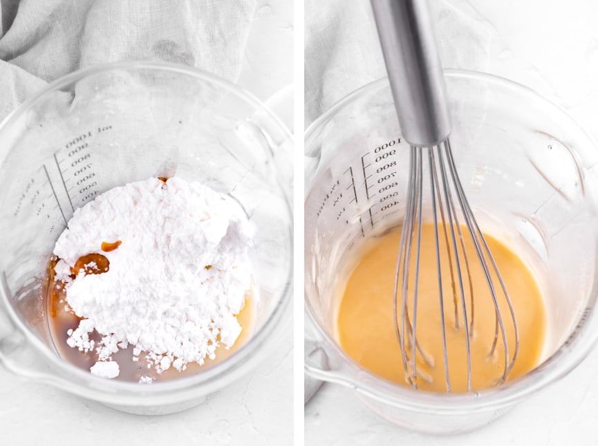 Photo of some of the steps of how to make vegan icing