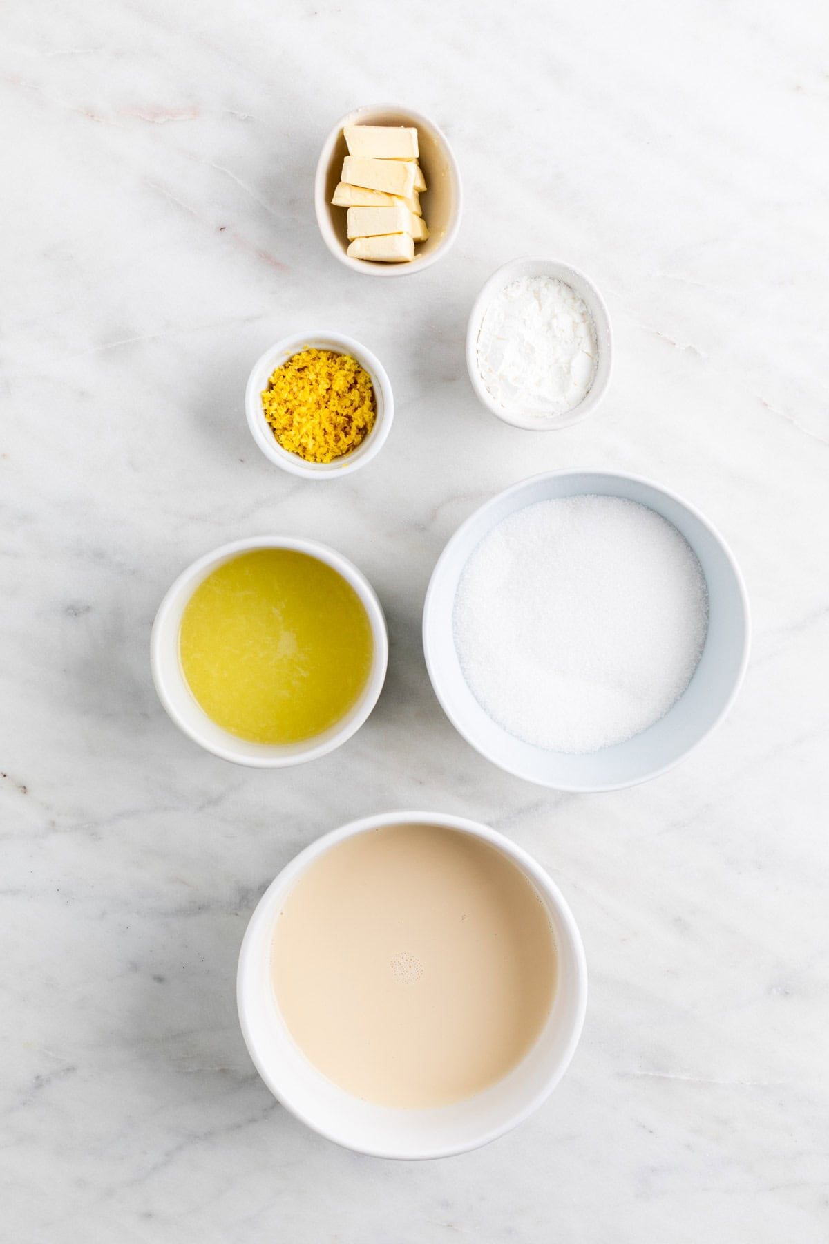 Ingredients for making vegan lemon curd.