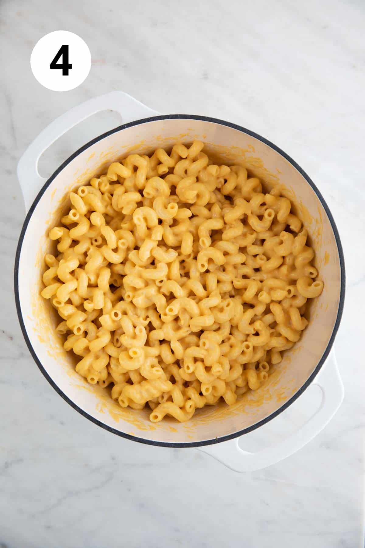 Vegan mac and cheese in a pot.