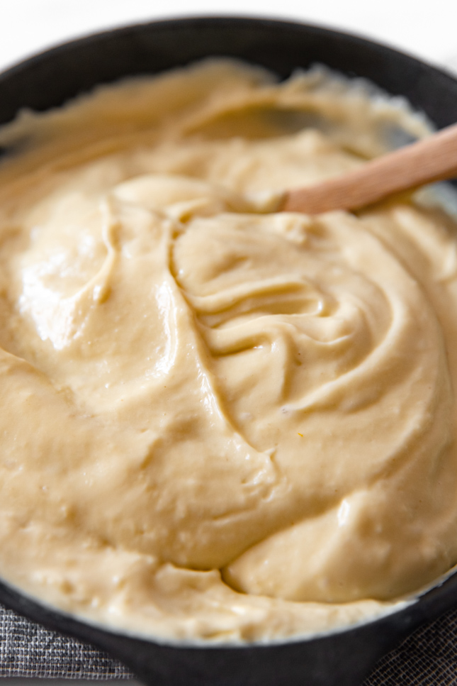 Close-up shot of a bowl of vegan mozzarella