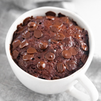 Square photo of a vegan mug cake