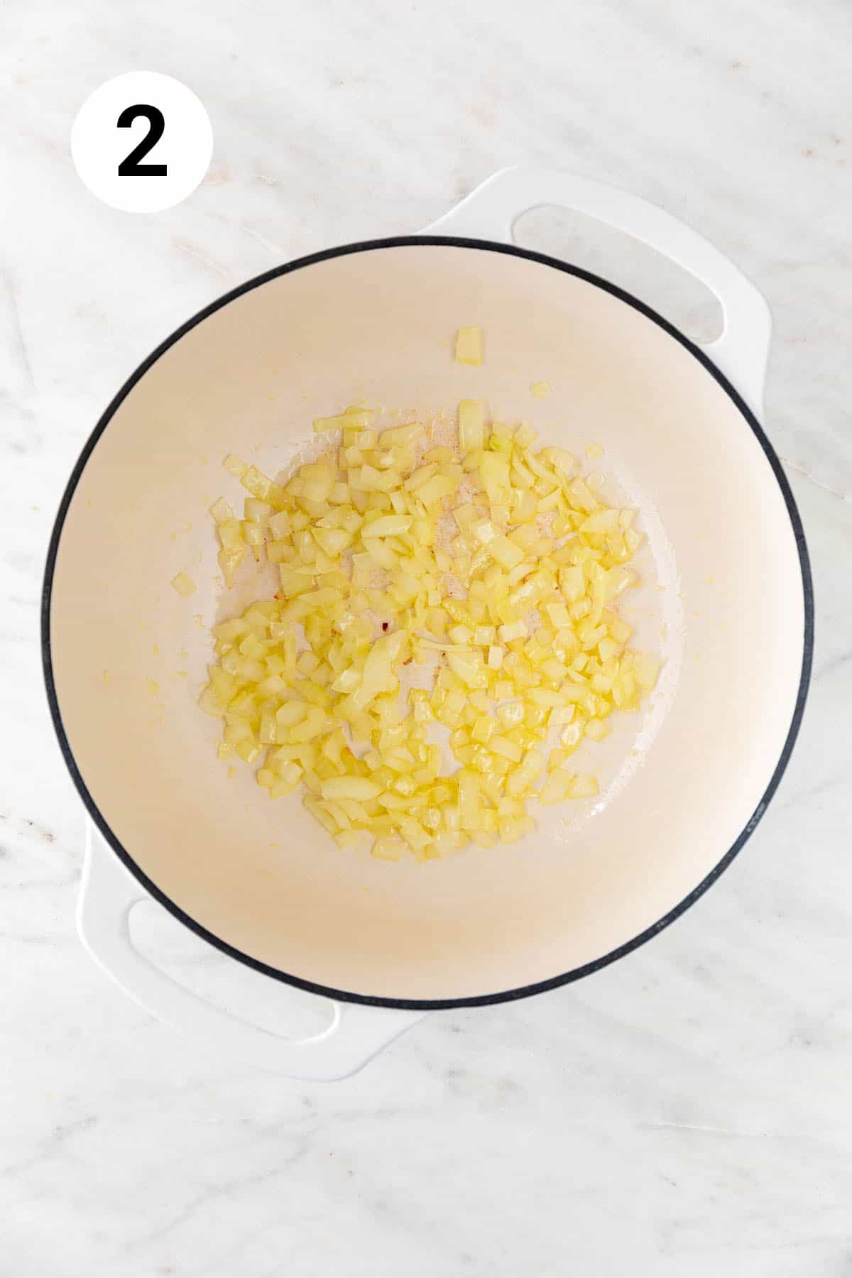 Sautéed onion in a large pot.